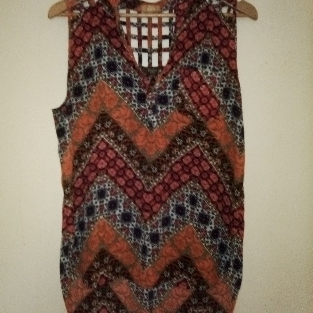 5/$25 Sale! Takara Size Large Bohemian Gypsy Printed Hi Low Blouse